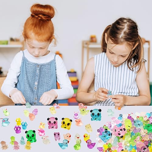 120Pcs Luminous Mini Resin Animals Tiny Ducks Glow in The Dark Miniature Figures for Dollhouse Micro Garden Landscape Aquarium Decor (120 Count)