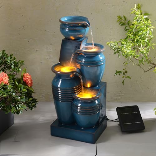 28.74 in. 4 Tier Cascading Bowl Water Fountain (Blue)