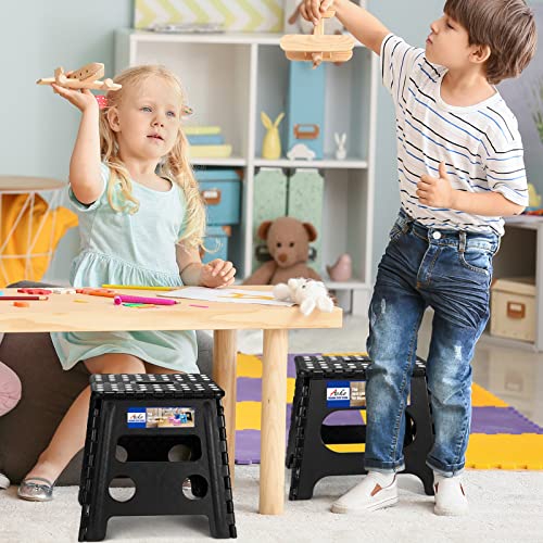 13 Inch Folding Step Stools (Black / 13 Inch-2 Pack)