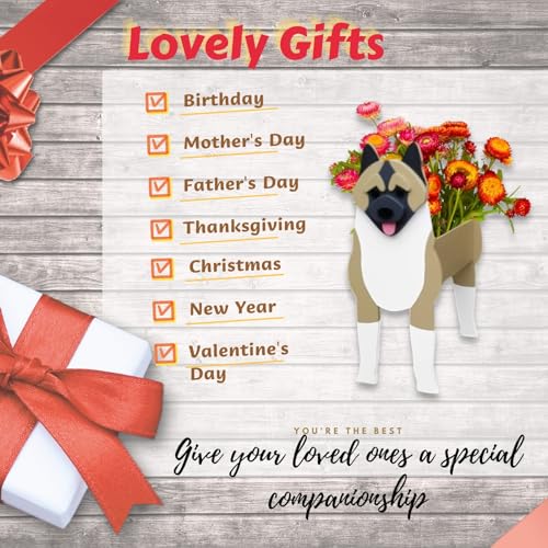 American Akita Dog Planter Pots
