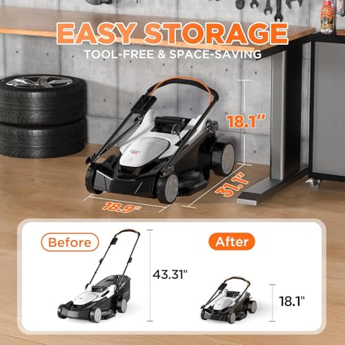 18 inch 40V Brushless Lawn Mower for Garden Yards (677.2601 Ounce)