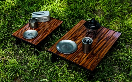 Ultralight Folding Beach Table Adjust Height Aluminum Portable Mini Camping Table (Small / Height Adjustable / Wood Grain)