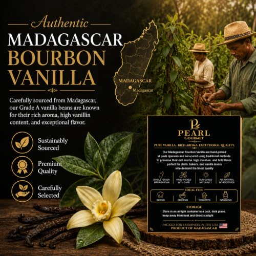 Madagascar Vanilla Beans 15 Organic Vanilla Beans Grade A 5 (15 Count)