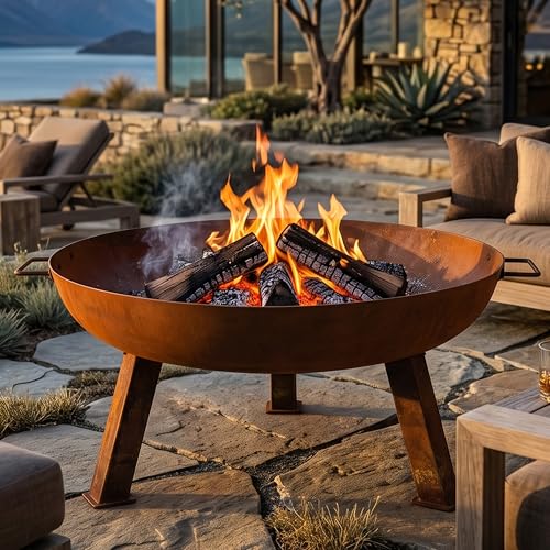 Sunnydaze Cast Iron Heavy Duty Large Fire Pit for Outside Wood Burning