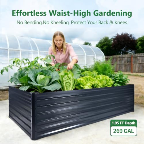 Galvalume Raised Garden Bed 8x4x1.95ft Tall Deep Planter Outdoor