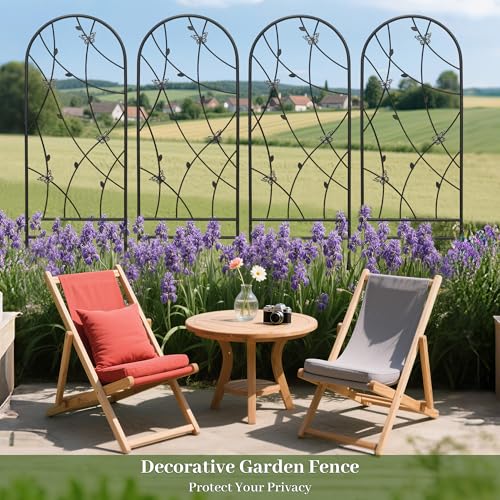 4 Pack Metal Garden Trellis 86.7" Tall Outdoor Climbing Plant Support for Roses (4 Count)