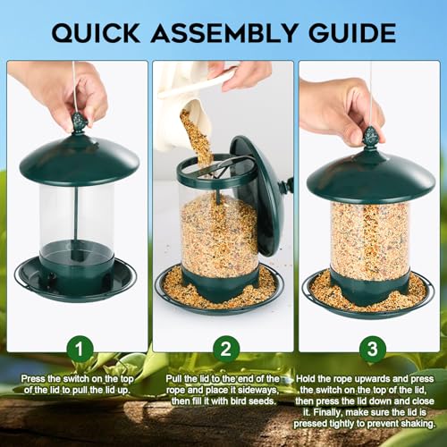 Metal Bird Feeders for Outdoors Hanging (Green)