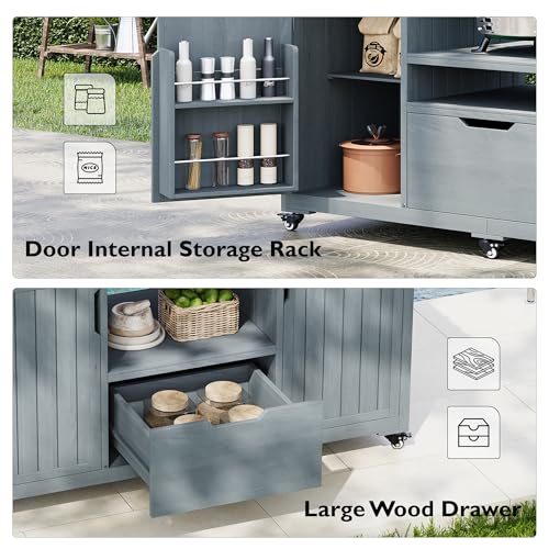 66.5" Outdoor Grill Table for Big Green Egg