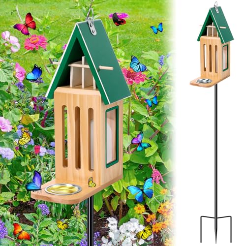 New Upgraded Butterfly House and Feeder for Outside Wooden Butterfly House