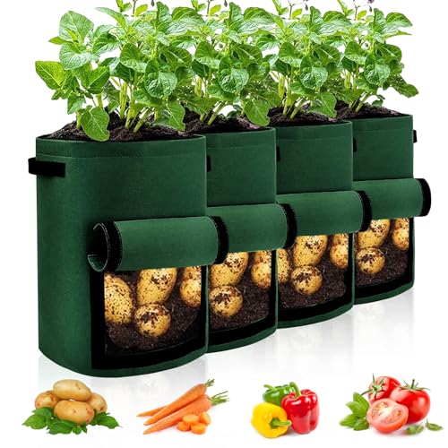 4 Pack Potato Grow Bags 10 Gallon with Flap