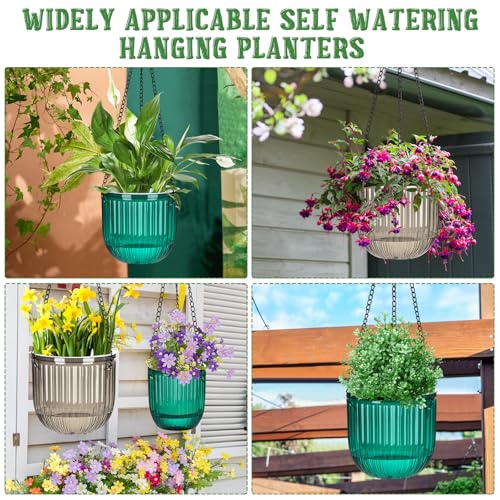 4 Pcs 6.5'' 4.5'' Hanging Self Watering Pot for Indoor Plant (4 Count)