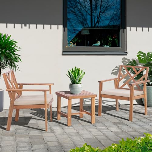 3 Piece Acacia Wood Outdoor Patio Furniture Set (3 Count)