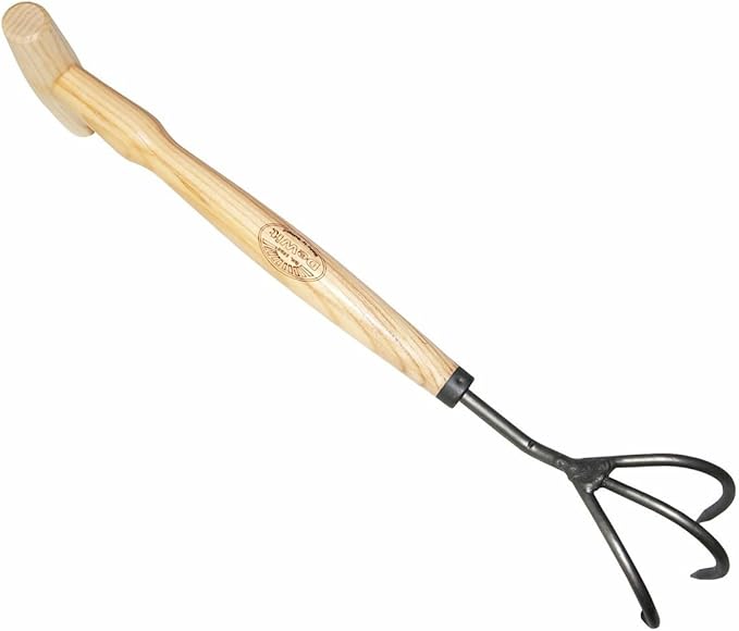 DeWit 3-Tine Cultivator with P-Grip Handle, Works as Garden Hoe and Tiller