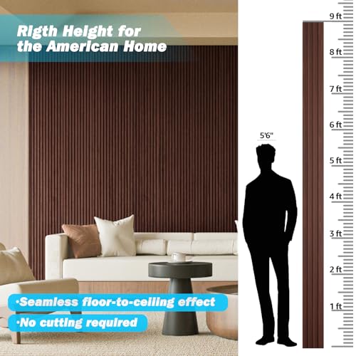 108 x 5.7 Inch Slat Wood Wall Paneling for Interior Decor (8Pcs-108 x 5.7 Inch / Slat Walnut)