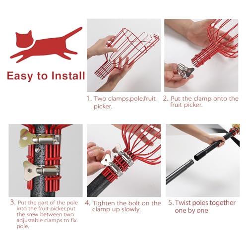 Fruit Picker Pole Tool with Basket Telescoping (35-170")