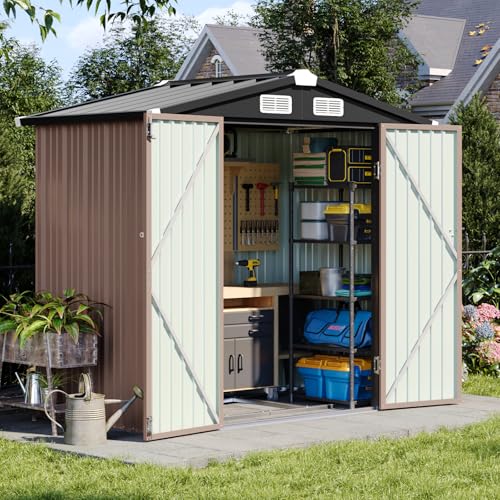 6'x4' Outdoor Storage Shed with Base (Brown / 6'x4')