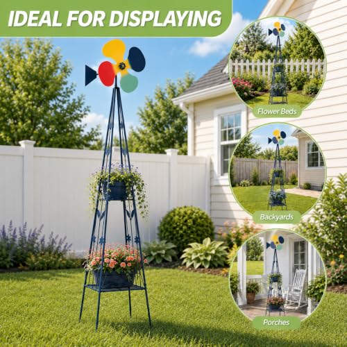 6FT Windmill for Yard Garden Decoration (Dark Blue)