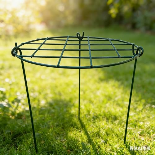 10 Pack 16 x 24 inch Green Peony Cages Grow Through Plant Support Stakes Flower Support Hoops Heavy Plants Brace Rings (Grid 10pack)