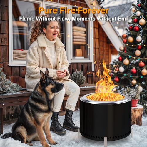 20" Smokeless Firepit with Stand (20 Inch Black)