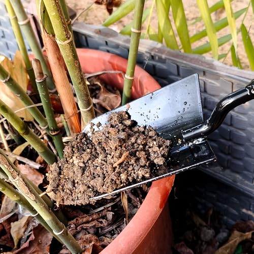 2-in-1 Trowel and Transplanter Gardening Tool Set, Outdoor Hand Tools, with Non-Slip Handle and Protective Blade Covers, Ideal Gardening Gifts for All (Black) (2 Count)