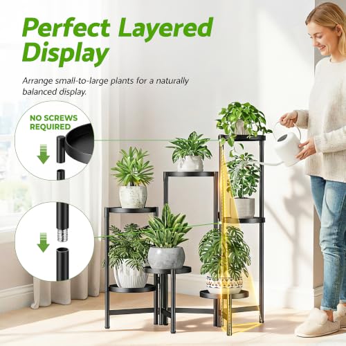 7 Tiers Plant Stand Indoor for Multiple Large Planter (BlackDisk / 7-tiers)