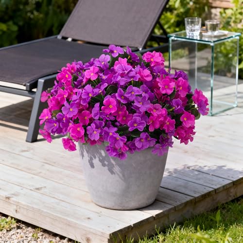 Artificial Flowers for Outdoors Planter UV Resistant Faux Hydrangea (C-purple)