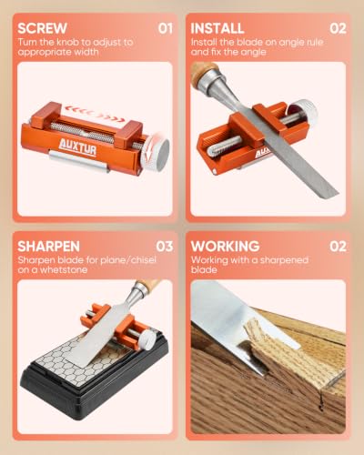 Honing Guide & Chisel Sharpening Jig Set with Angle Rule (guide+stone+rule)