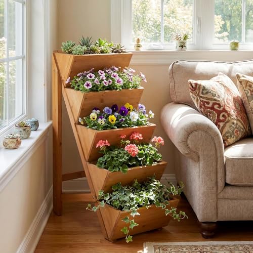 5 Tier Wooden Vertical Raised Garden Bed (21'' x 12'' x 30'')