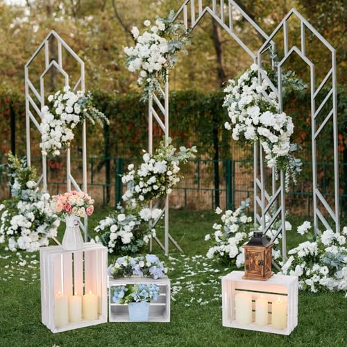 5 Pcs Decorative Nesting Wooden Crates with Handle (5 Count)