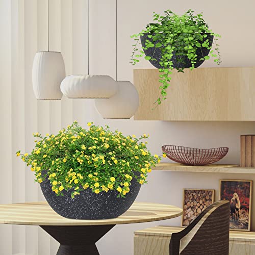 13 inch 2Pack Large Hanging Planters for Outdoor Indoor Plants with Drainage Holes and Chain (2 Count)