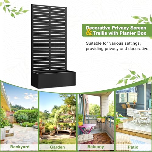 Metal Planter Box with Trellis Outdoor