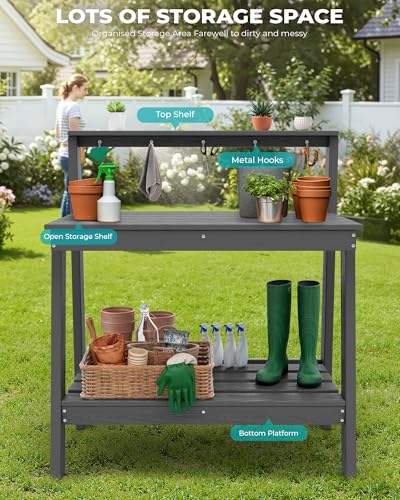 3 Tier Outdoor Potting Bench with Storage (2 Count)