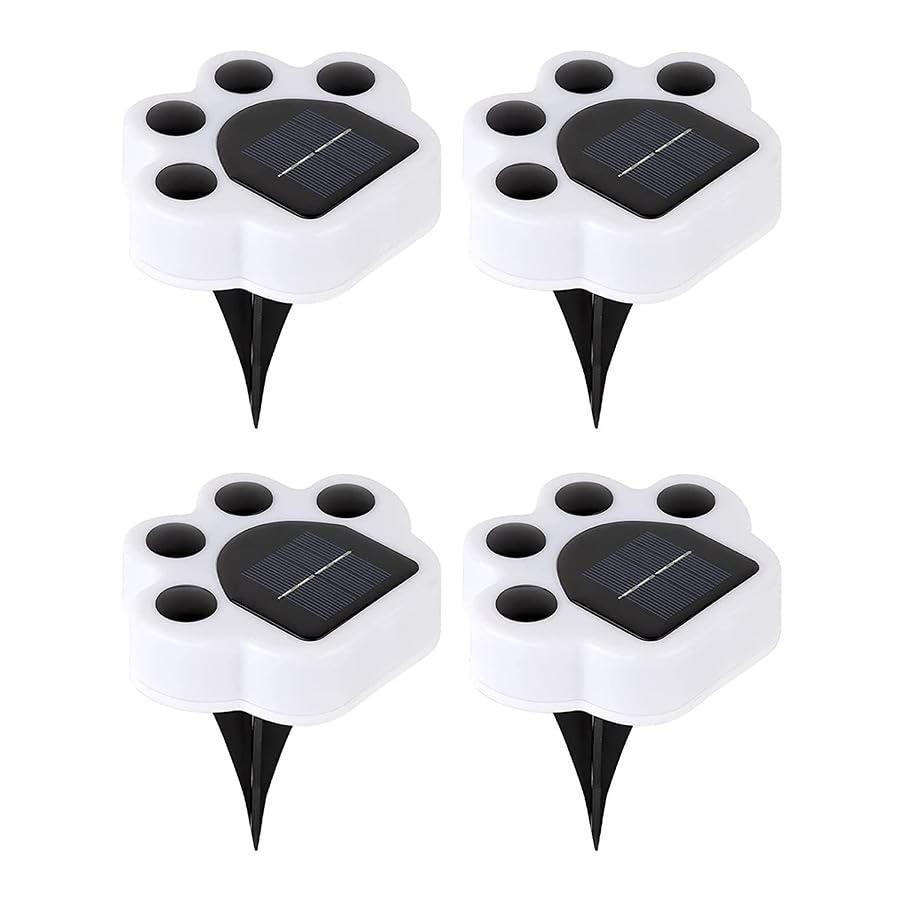 4 Pack Cute Solar Paw Print Light