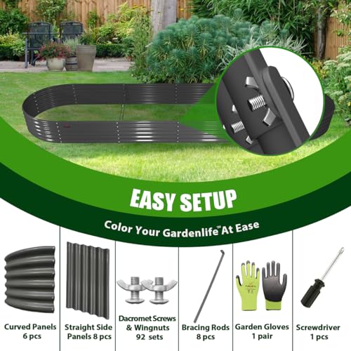 Anleolife 12x3x1.5ft Oval Galvanized Raised Garden Bed