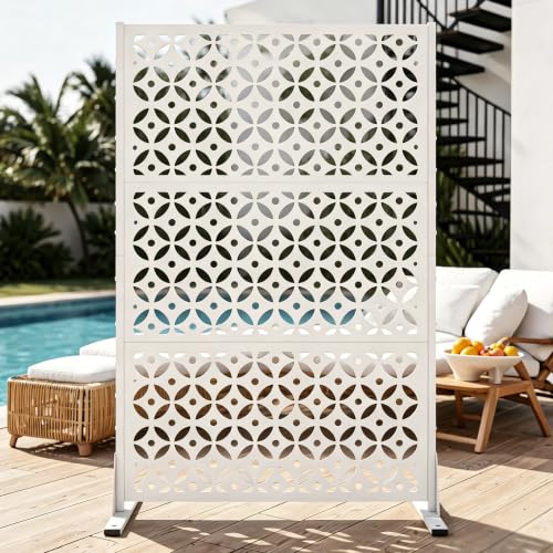 Metal Privacy Screen Outdoor (White Cross‑shaped)