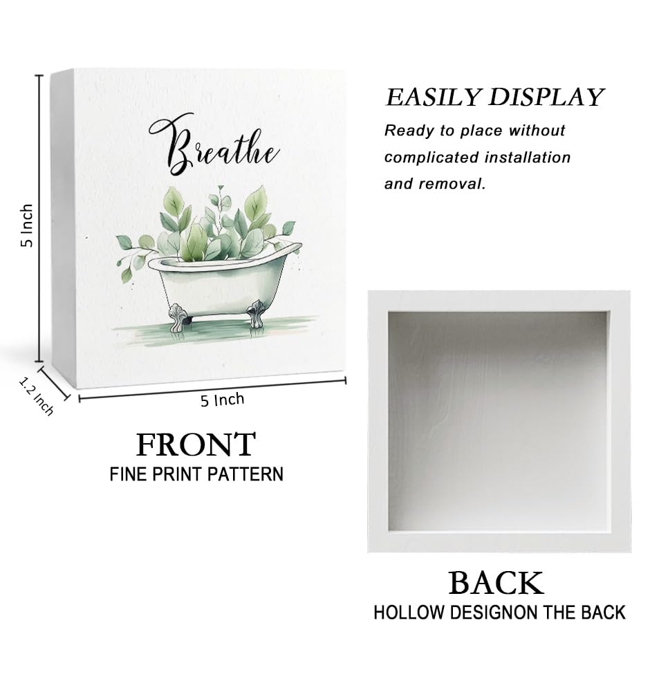 Breathe Funny Bathroom Wooden Box Sign