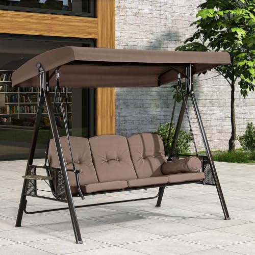Outdoor Porch Swing for Adults Durable Bronze Aluminum Frame