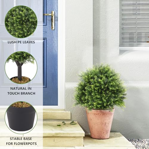 27“ Artificial Cedar Topiary Trees Outdoor Faux Plants (Cedar 27in)