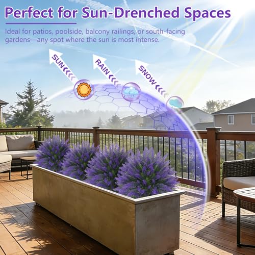 Artificial 4 Pack Lavender UV Resistant Topiary Ball for Outdoor (Lavender Ball 4pc)