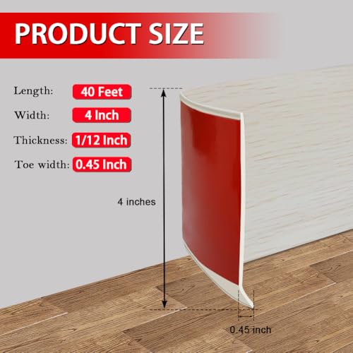 Vinyl Wall Base Rubber Baseboard Molding Trim Self Adhesive 4" Wide