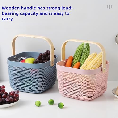 3pcs Collapsible Wooden Handle Plastic Harvest Basket (2 Count)