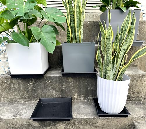 Square Plant Saucer 18 Inch 2 Pack 10 14 16 18 20 Extra Large Plant Trays for Pots Heavy Duty Plastic Plant Saucers for Indoors Outdoors