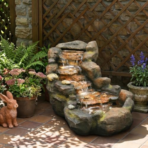 42L Realistic Rock Outdoor Water Fountain with 5Tiers (42" L)
