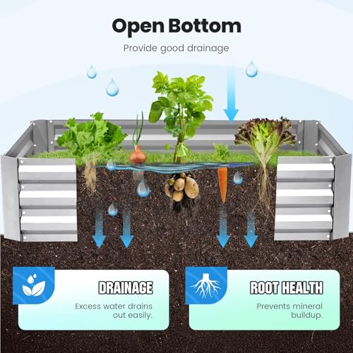 6x3x1ft Galvanized Raised Garden Bed with Cover