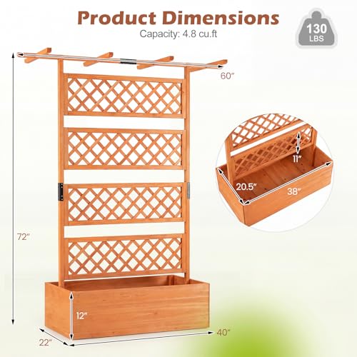 Raised Garden Bed with Trellis 2 Pack (Orange / 60"Lx22"Wx72"H)