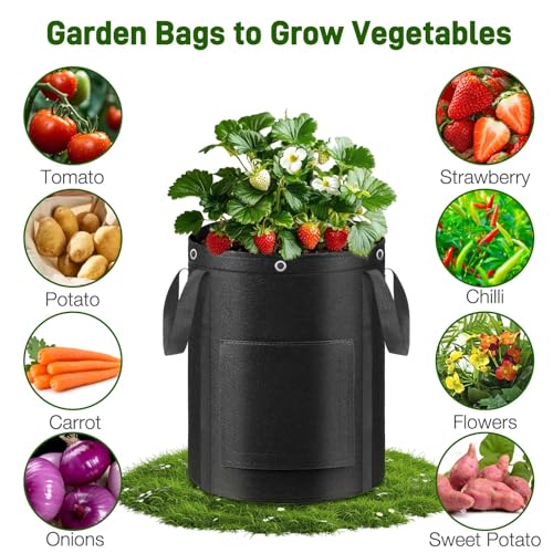 4 Pack Potato Grow Bags 15 Gallon with Harvest & Visible Window Thickened Garden Bags to Grow Vegetables with Handles & Metal Grommets for LST (4 Count)