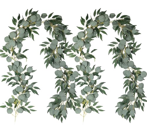 Artificial Silk Eucalyptus Vines Garland with Willow Leaves 2Pc 6Ft (2 Count)