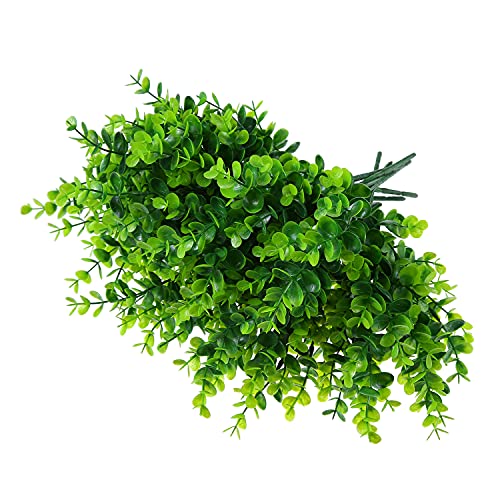 Artificial Plants Flowers Grass Shrubs 8 Pack No Fade Faux Plastic Flowers Outdoor for Farmhouse Garden Porch Patio Indoor Wedding Decoration Greenery Fake Plants uv Resistant (8 Count)