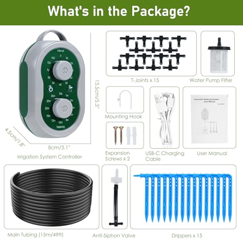Automatic Plant Waterer Drip Irrigation System Kit for 15 Potted Plants