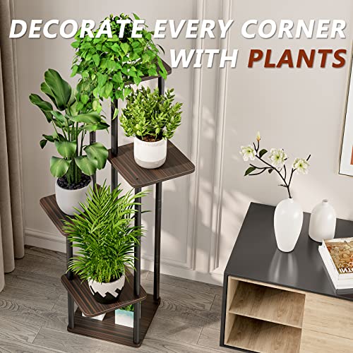 5 Tier Tall Plant Stand Indoor Corner Tiered Shelf Metal MDF Board
